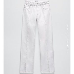 NWT ZARA WHITE SPLIT HEM JEANS